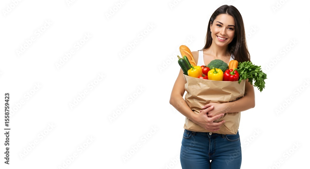 Healthy Eating Habits Woman Holding a Bag of Fresh Produce Healthy Eating Habits Woman Holding a Bag of Fresh Produce