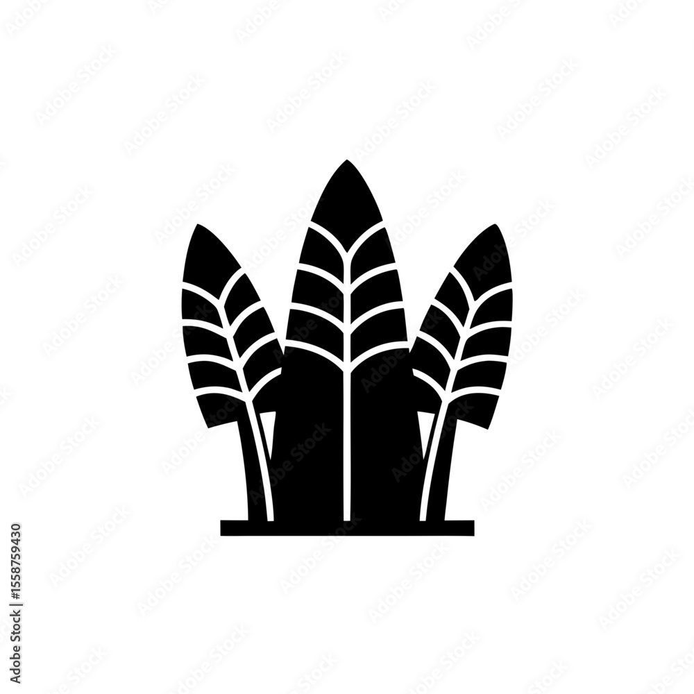 Naklejka premium creative Architectural botanicals (e.g., tropical leaves, structural stems)Icon vector silhouette illustration isolated on white background