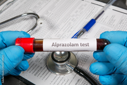 Doctor holding blood sample for alprazolam test