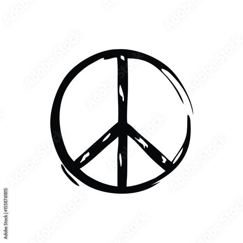 Peace Symbol Silhouette Vector Illustration Isolated on White Background
