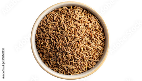 Cumin in bowl isolated on transparent background. png