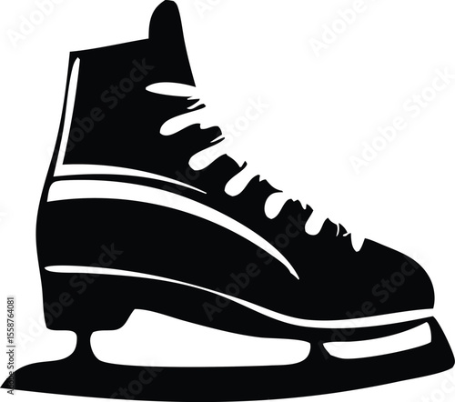 Skating Shoes Silhouette Vector Illustration Isolated on White Background
