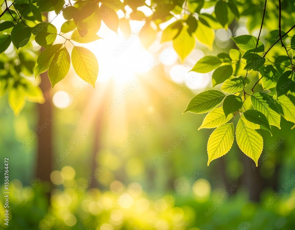 Obraz premium Sunlit Green Leaves in a Forest A Stunning Nature Photograph