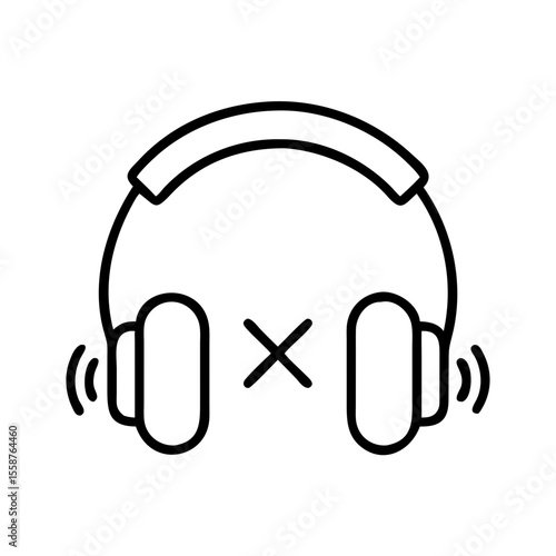 Noise canceling headphones icon with sound cancellation symbol  