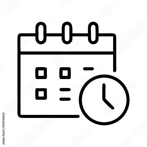 Linear calendar with clock symbol representing time management  