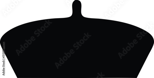 "Classic French Beret Hat Silhouette Isolated on White Background"

