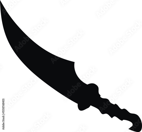 "Traditional Islamic Sword Silhouette Isolated on White Background"
