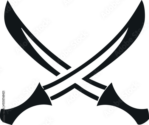 "Traditional Islamic Sword Silhouette Isolated on White Background"
