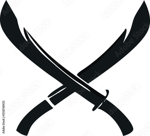 "Traditional Islamic Sword Silhouette Isolated on White Background"
