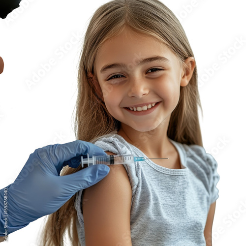 Child vaccination smiling safely syringe vaccine healthcare immunity on transparent background