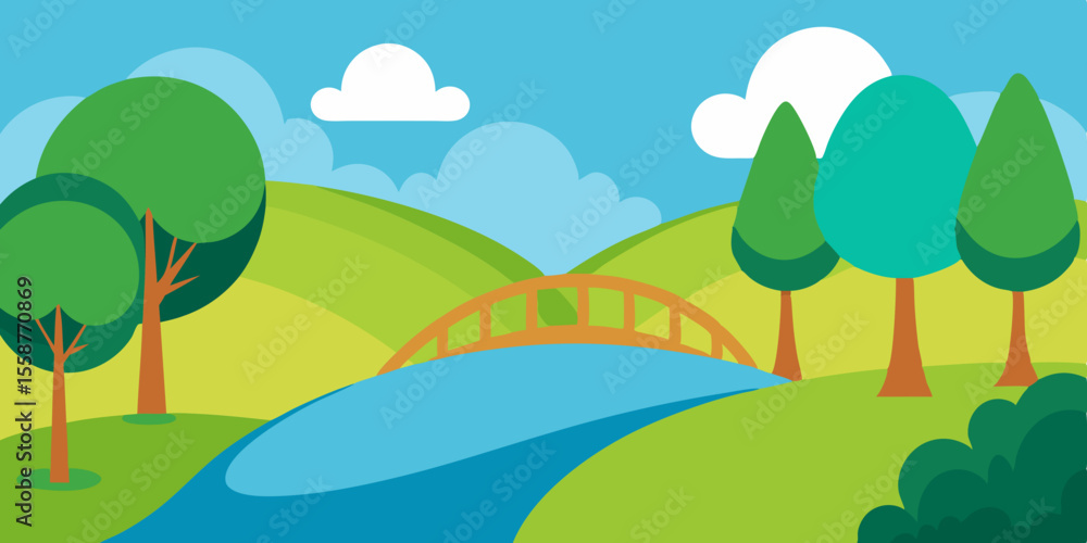 Naklejka premium summer landscape with rainbow