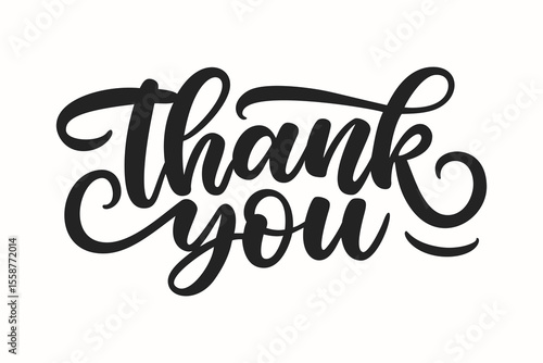 Thank you lettering, hand-drawn calligraphy. modern typography for a greeting card, business note, post, sticker, overlay, or gift tag.