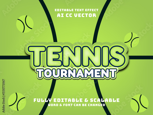 Tennis Tournament Editable Text Effect. sport competition