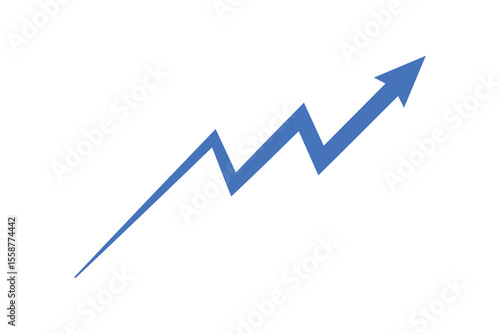 Blue line graph with arrow moving up trend representing business growth and profit vector