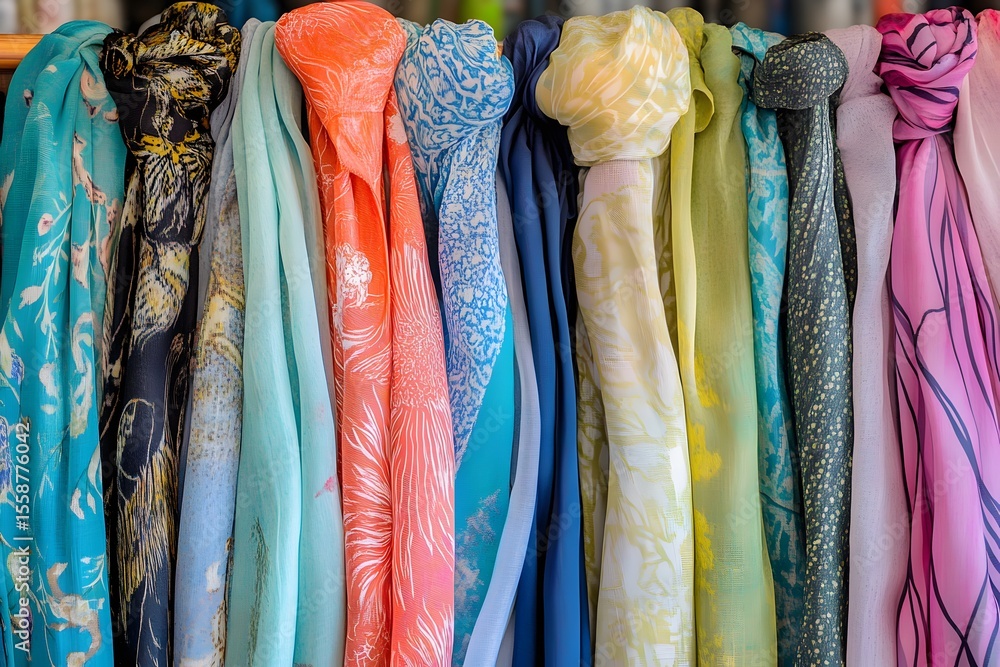 Fototapeta premium Colorful Printed Scarves Fashion Accessories Collection