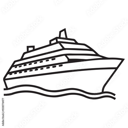 Cruise Ship Illustration A Line Drawing of a Luxury Ocean Liner