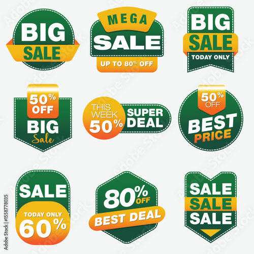 Set of vibrant and colorful promotional sale banners advertising discounts and special offers for marketing, advertisements and attracting customer attention. Vector illustration.

