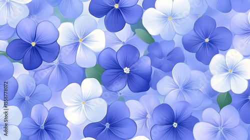 Vibrant Blue and White Flower Background Seamless Pattern