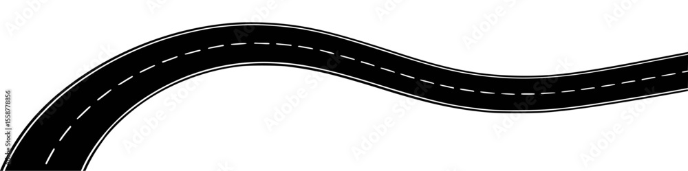 Fototapeta premium Black asphalt road with white dashed lines vector