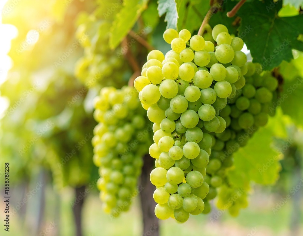 Clusters of green grapes on vine Clusters of green grapes on vine