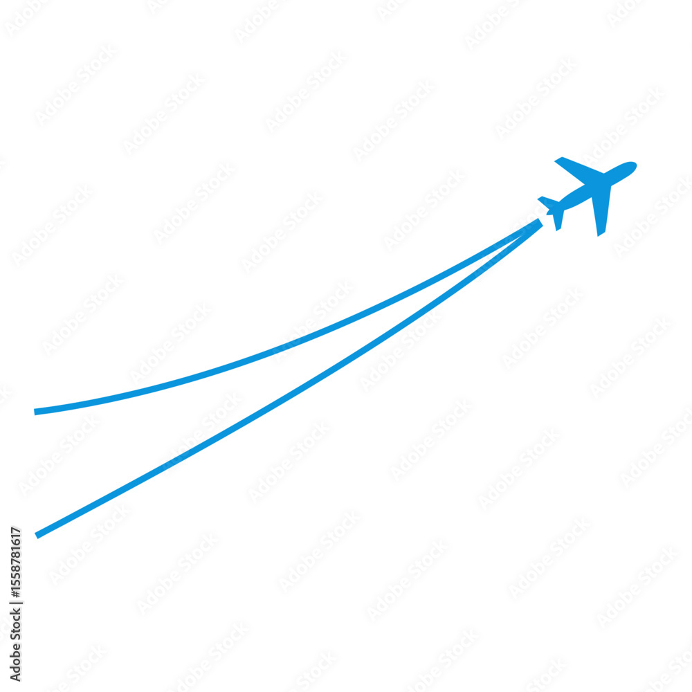 Fototapeta premium Flying plane with trail symbol. 4 set Aeroplane icon with trace path. and vector illustration.