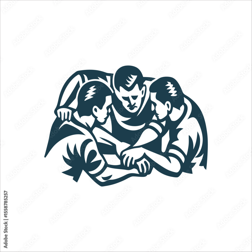 Fototapeta premium Team Huddle: Unity, Strategy, and Teamwork Huddle Group of players in a tight circle