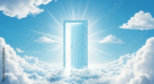 Open Door to Heaven Clouds with Light, and and Hope Await.