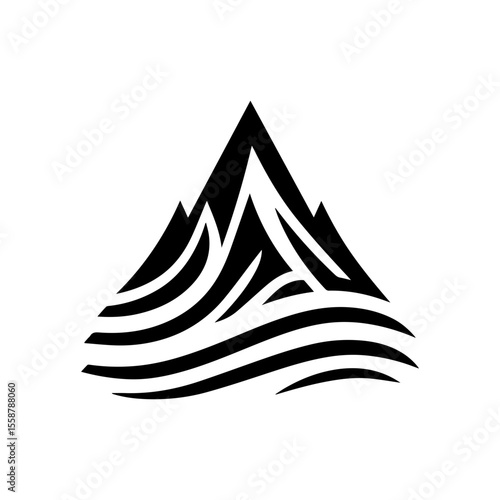Simple tribal mountain peak in black