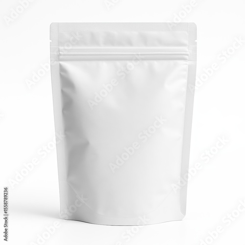 White blank food pouch mockup with stand up bag design. Mock up for product packaging and branding for snack or coffee.