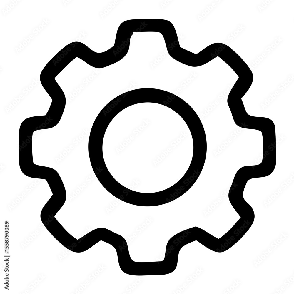 Simple Line Gear Cogwheel Setting Shape Icon Isolated on White Simple Line Gear Cogwheel Setting Shape Icon Isolated on White