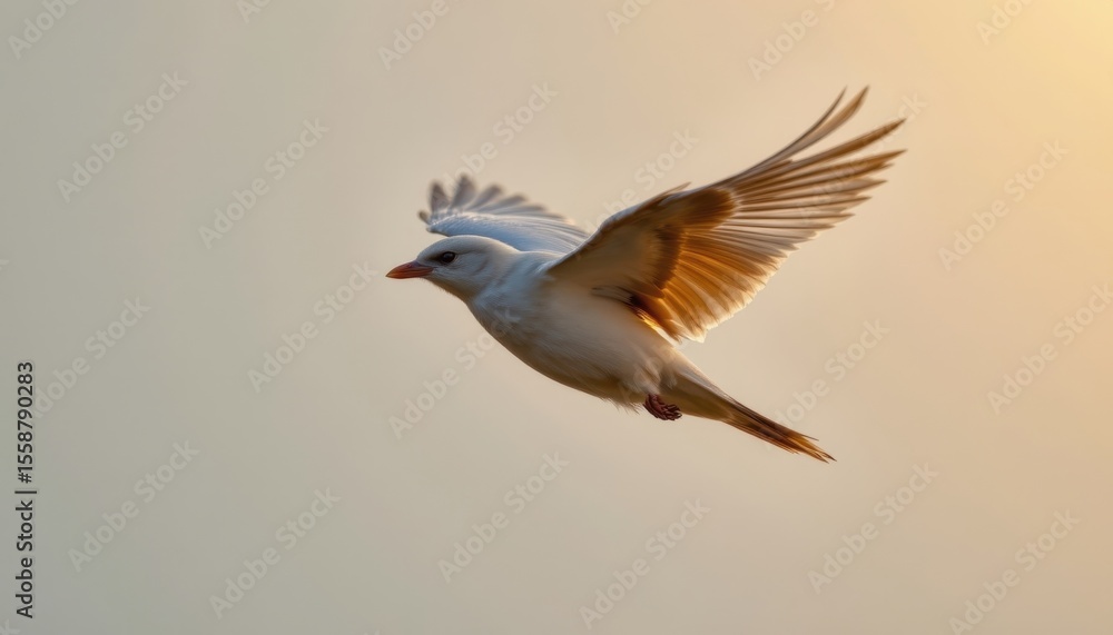 Obraz premium refined bird in flight d style on a white background soft gradients minimal highlights serene ambiance lighting high resolution