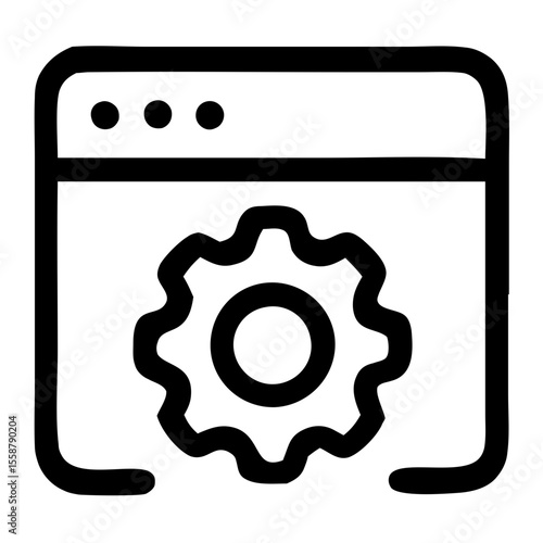 Minimalist Line Drawing Browser Setting Gear Cogwheel Configuration Icon