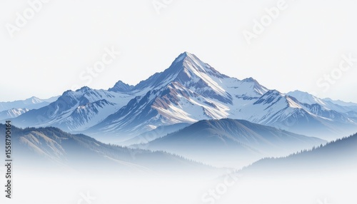 refined mountain range d style on a white background soft gradients minimal highlights calm ambiance lighting high resolution