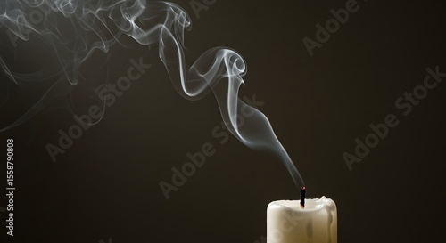 Wallpaper Mural Extinguished candle releasing subtle smoke in dark moody space with soft focus and minimal background light Torontodigital.ca