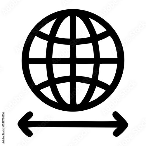 Simple Line Globe Earth With Arrow Below Icon Symbol Design