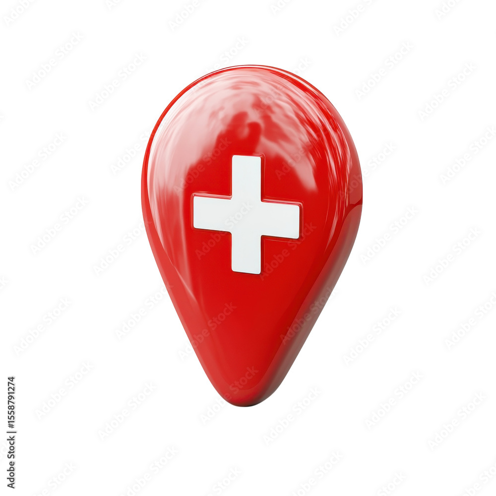 Obraz premium Red Location Pin Switzerland Style Flag Isolated Symbol Marker Mapping on transparent background