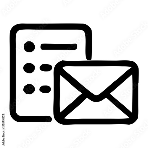 Simple Outline Handdrawn Email List Message Notification Communication Icon