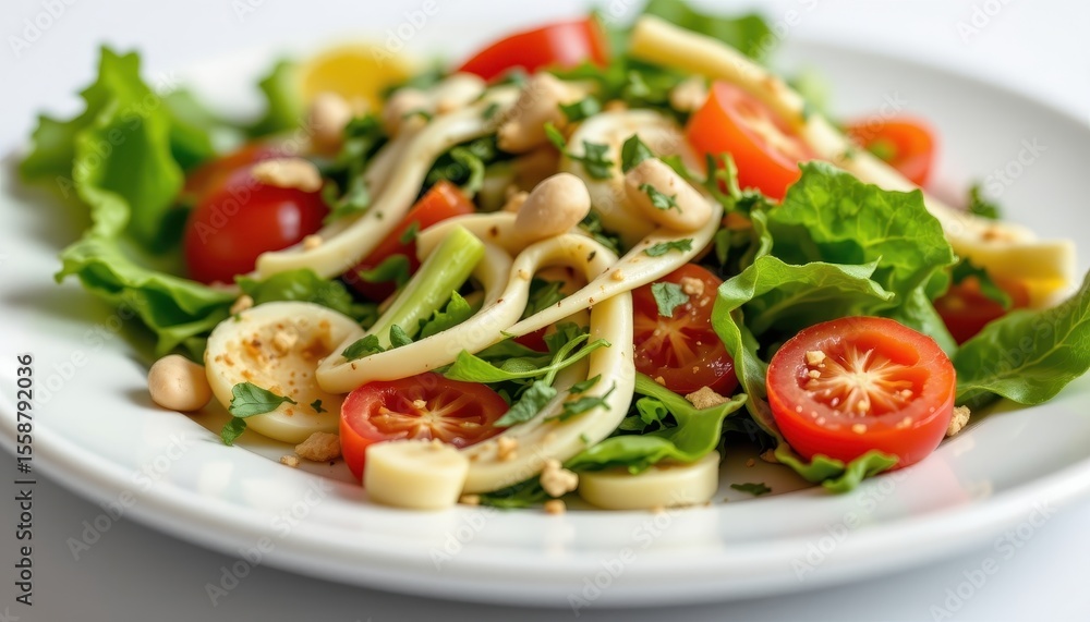 a delicious salad set against a clean white background, presented with clarity through a clear composition and high resolution. a delicious salad set against a clean white background, presented with clarity through a clear composition and high resolution.