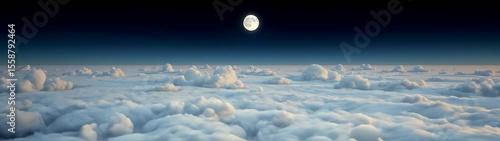 Moon over a vast cloud covered sky