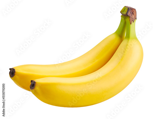 A vibrant pair of ripe yellow bananas showcases healthy eating and natural sweetness.