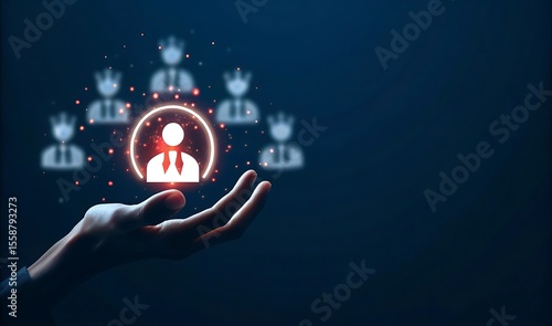 Fototapeta Naklejka Na Ścianę i Meble -  CRM Customer Relationship Management and Human resource management concept, effective management and recruitment, effective organizational structure, organizational leadership and team building.Team..