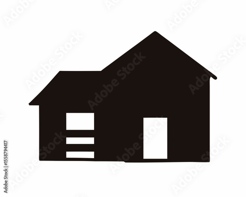 Farmhouse silhouette vector illustration