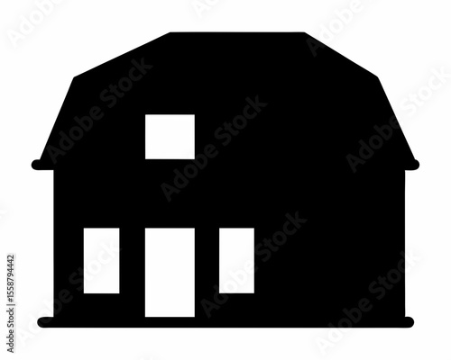 Farmhouse silhouette vector illustration
