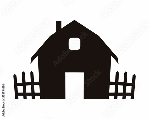 Farmhouse silhouette vector illustration