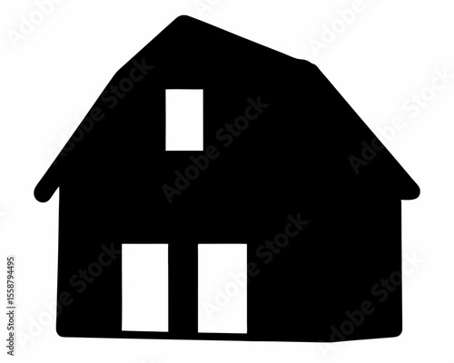 Farmhouse silhouette vector illustration