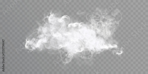 White cloud, fog, smog, haze, steam. Vector 10 EPS transparent background PNG	