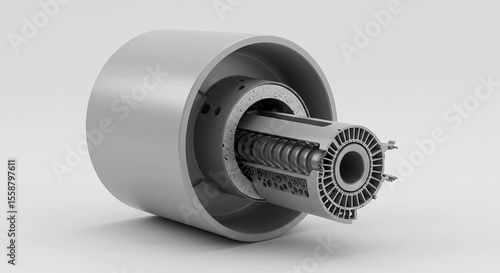 Cutaway view of a mechanical component, showing internal workings and design elements