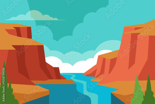 Majestic Canyon River Landscape A Stunning Vista of Nature's Grandeur