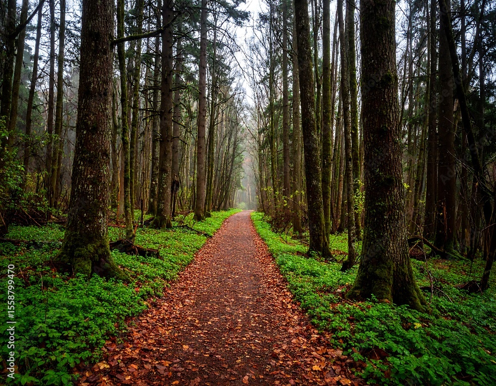 Obraz premium Forest path in autumn light