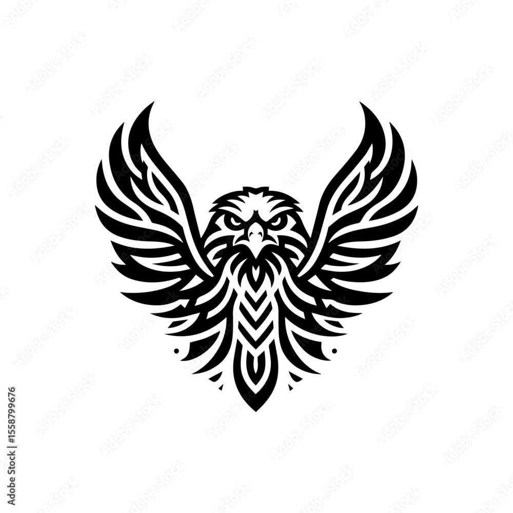 Obraz premium Tribal eagle head outline in black